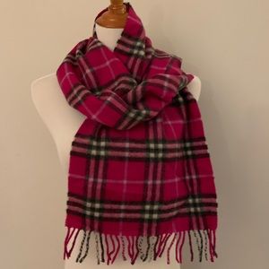 Burberry Pink Plaid Cashmere Scarf